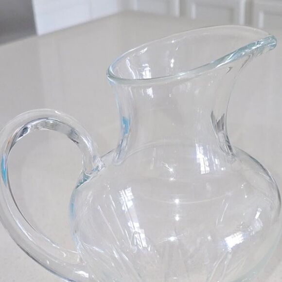 Vintage Etched Glass Pitcher Elegant Barware Water Wine Carafe Heavy Base - Picture 5 of 7